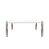 Rectangular Dining Table White Lacquer and Stain Steel legs