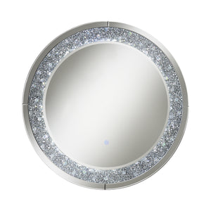 Silver Round Wall Mirror with LED Lighting - 31.5"x 1.5"x 31.5"