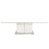 Rectangular Dining Table White High Gloss and Stainless Steel Base