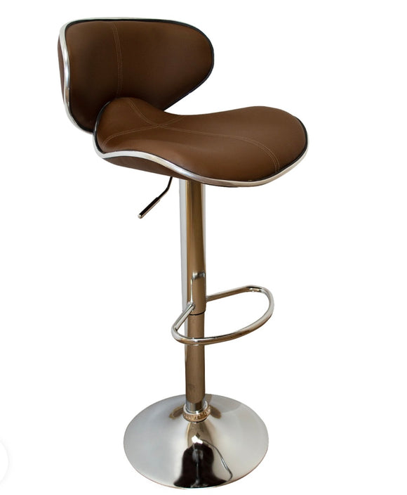 Dark Brown Leatherette Swivel Seat Adjustable Barstool Set of 2