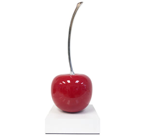 18" Red Shiny Cherry Ceramic Sculpture - Home Decor