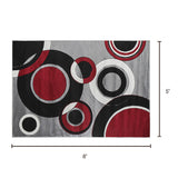 Geometric Modern Red Circles Rug