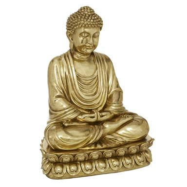 Gold Polystone Eclectic Buddha Sculpture, 12