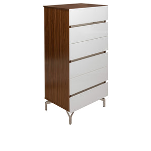Walnut Veneer Chest with 6 Drawers