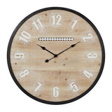 Extra Large Round Wood Wall Clock With Black Metal
