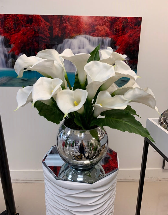 Calla Lilies Artificial Arrangement in Mirror Vase Floral & Greenery