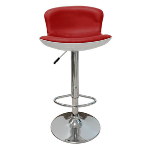 Red Faux Leather Swivel Seat Adjustable Barstool Set of 2