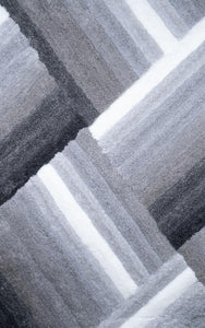 Modern Black and Grey Striped Area Rug