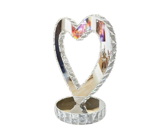 Heart Table Lamp - LED Lighting - Stainless Steel and Glass 18 inch