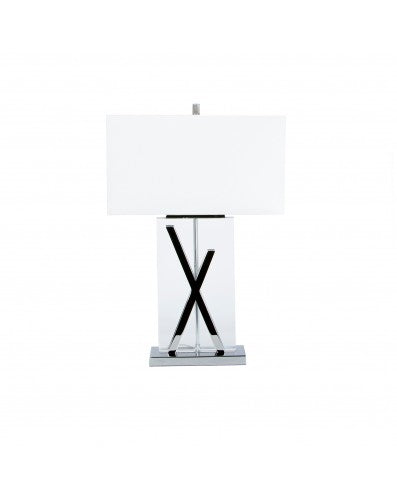 Crystal Rectangle Table Lamp - Lighting - X Shape Chrome 27 inch