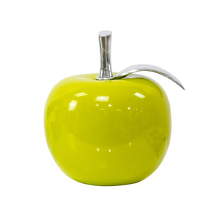 Lemon Green Apple with Aluminum Polished Leaf - Home Decor
