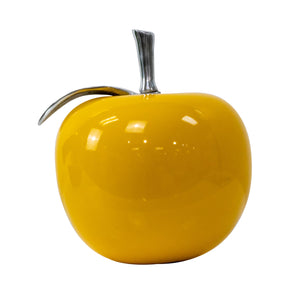 Yellow Apple with Aluminum Polished Leaf - Home Decor
