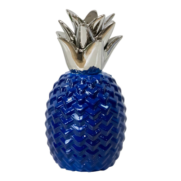 Blue And Silver Ceramic Pineapple Table Decor Sculpture - Home Decor