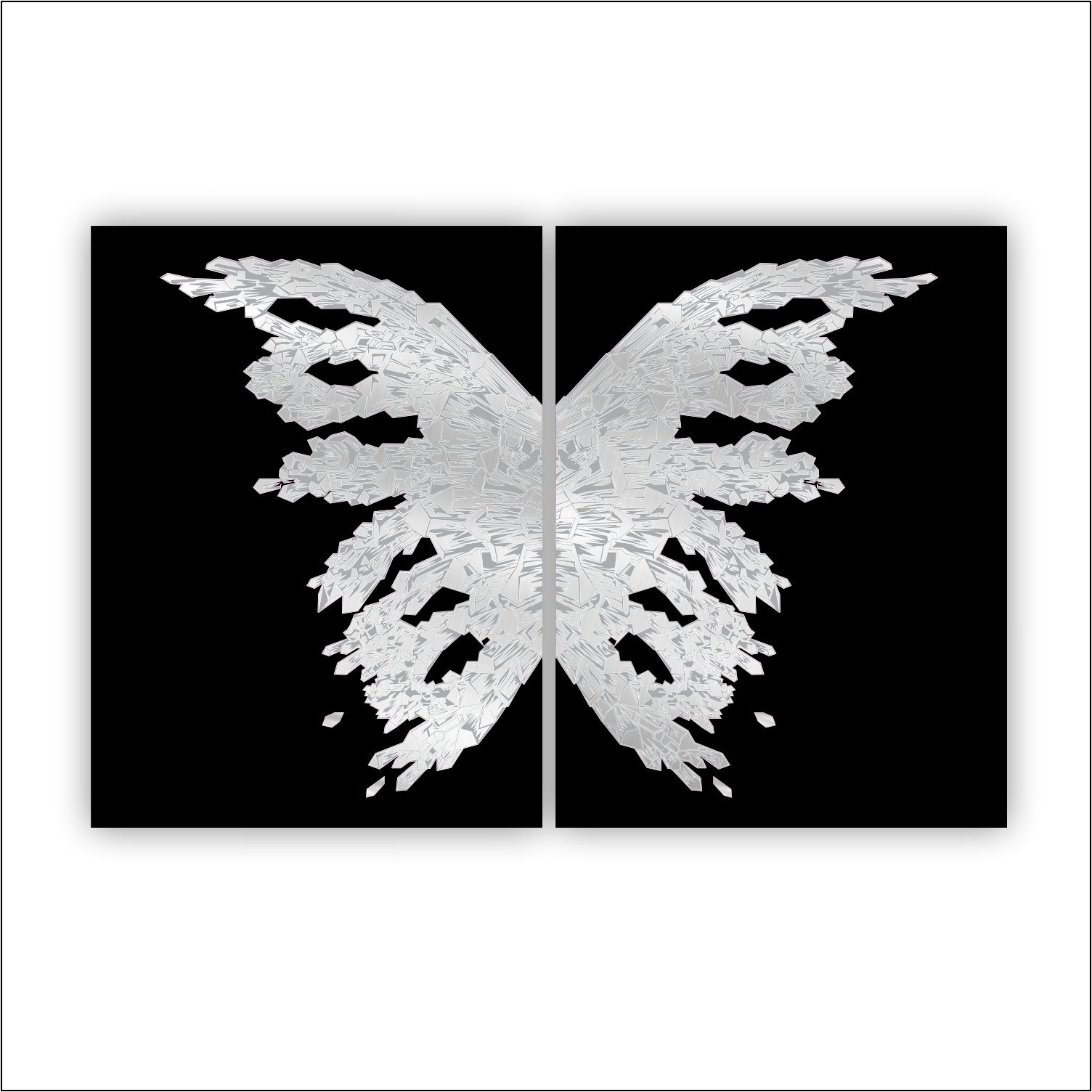 Shop Acrylic Art - Two Printed Mirror Butterfly Appliques Wall Art