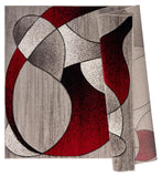 Modern Bark Red, Black and Beige Abstract Rug