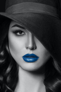 Tempered Glass Art - Women Blue Lips Wall Art Decor