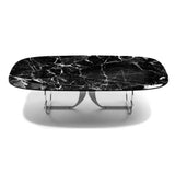 Rectangular Dining Table Marble Finish Top with Chrome Legs