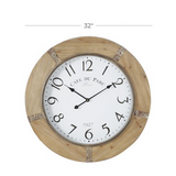 Brown Wood Rustic Wall Clock - 32" x 2" x 32"