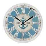 White Metal Coastal Nautical Wall Clock - 24" x 24" x 2"