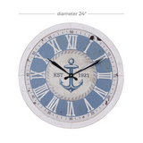 Copy of White Metal Coastal Nautical Wall Clock - 24" x 24" x 2"
