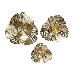 Copy of Metal Art - Gold Metal Glam Flowers Wall Decor - Set of 3 29", 24", 18"H