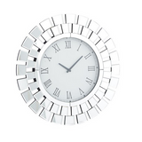Silver Wood Glam Abstract Wall Clock, 2" x 24" x 24"