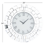 Silver Wood Glam Abstract Wall Clock, 2" x 24" x 24"