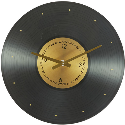 Black Glass Eclectic Record Style Wall Clock, 20
