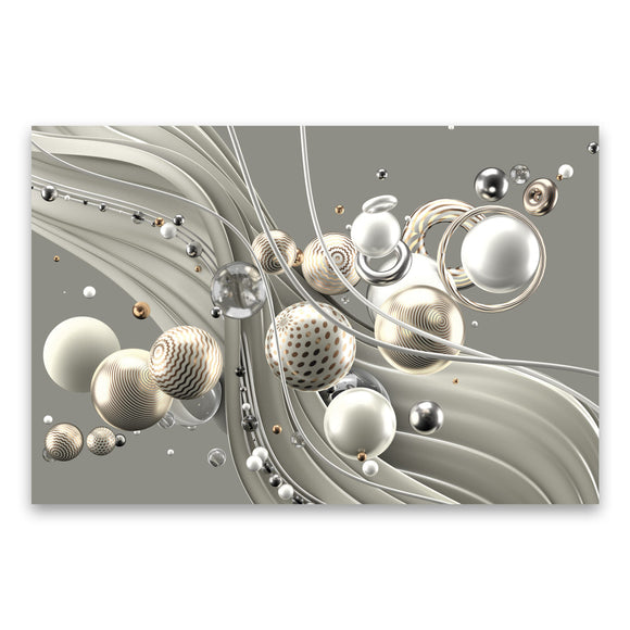 Tempered Glass Art - Grey with Mirror Abstract Wall Art Decor