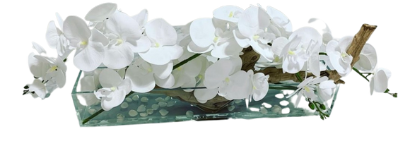 Orchids Artificial Arrangement in Aquarium Vase - Floral & Greenery
