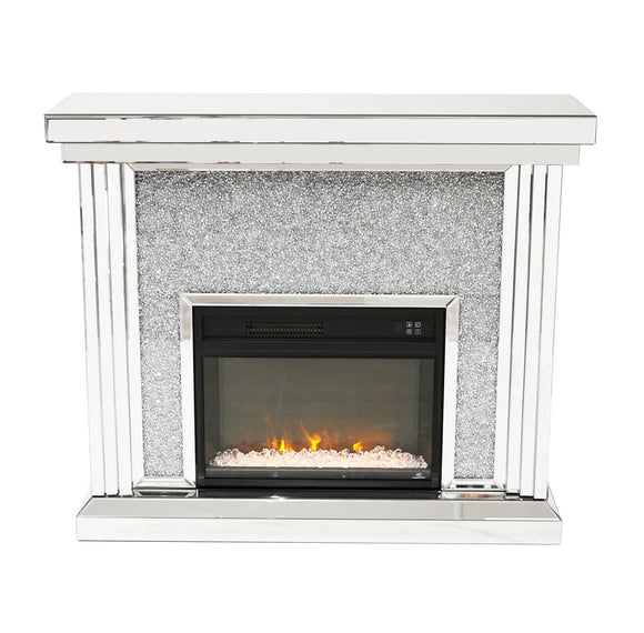 Crystal Pebble Mirrored Fireplace