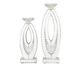Set of 2 Clear MDF Glam Candle Holder, 17" x 6" x 4"