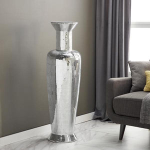 Silver Polystone Glam Vase, 51" x 15" x 15"