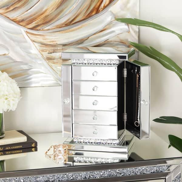 Shop Silver Wood Glam Jewelry Box Galeria Home Store