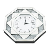 Octagon Wall Clock - Mirrored & Faux Crystals