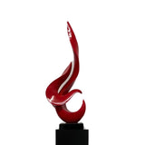 Red Flame Floor Sculpture With Black Stand, 44" Tall