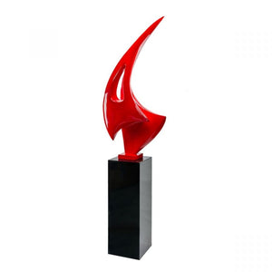 Red Sail Floor Sculpture With Black Stand, 70" Tall
