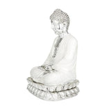 13" Sitting Silver/White Buddha - Home Decor