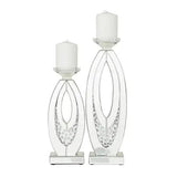 Set of 2 Clear MDF Glam Candle Holder, 17" x 6" x 4"