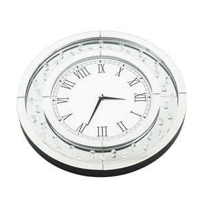 Round Wall Clock - Mirrored & Faux Crystals