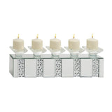 Clear Wood Glam Candlestick Holders, 7" x 24" x 5"