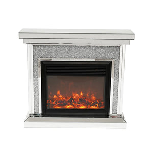 Faux Log Mirrored Fireplace