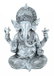 15" Silver Ganesh - Home Decor