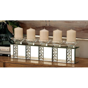 Clear Wood Glam Candlestick Holders, 7" x 24" x 5"