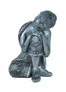 8" Silver Sleeping Buddha - Home Decor
