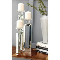 Silver Wood Glam Candlestick Holders, 21
