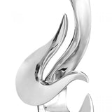 Chrome Flame Floor Sculpture With White Stand, 44" Tall