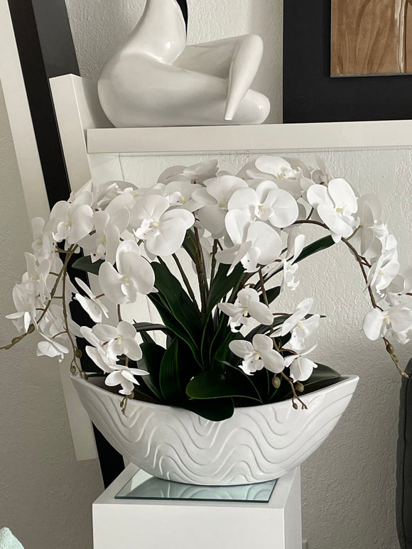 Orchids Artificial Arrangement in Ceramic Vase -Floral & Greenery
