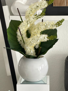 Fox Tail Artificial Arrangement in White Glass Ball - Floral & Greenery