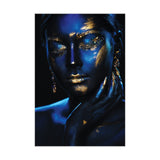 Tempered Glass Art - Blue Skin and Gold Lips Wall Art Decor